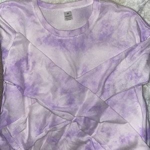 Purple&White Tie-dye Cropped Long sleeve